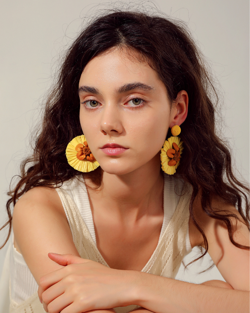 Sunshine Bloom Drop Earrings  - Handmade