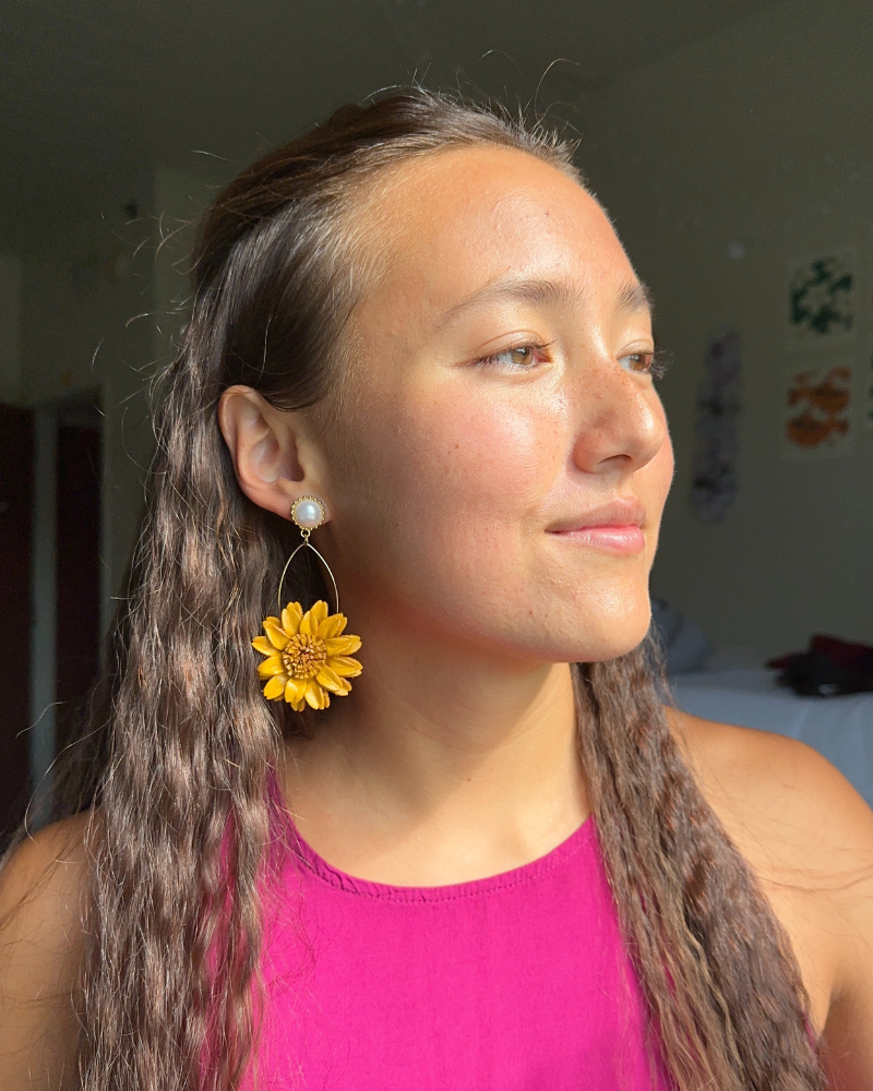 Sunflower Charm Earrings - Handmade