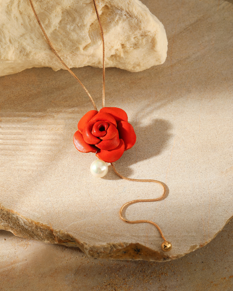 Rose & Pearl Snake Chain - Handmade