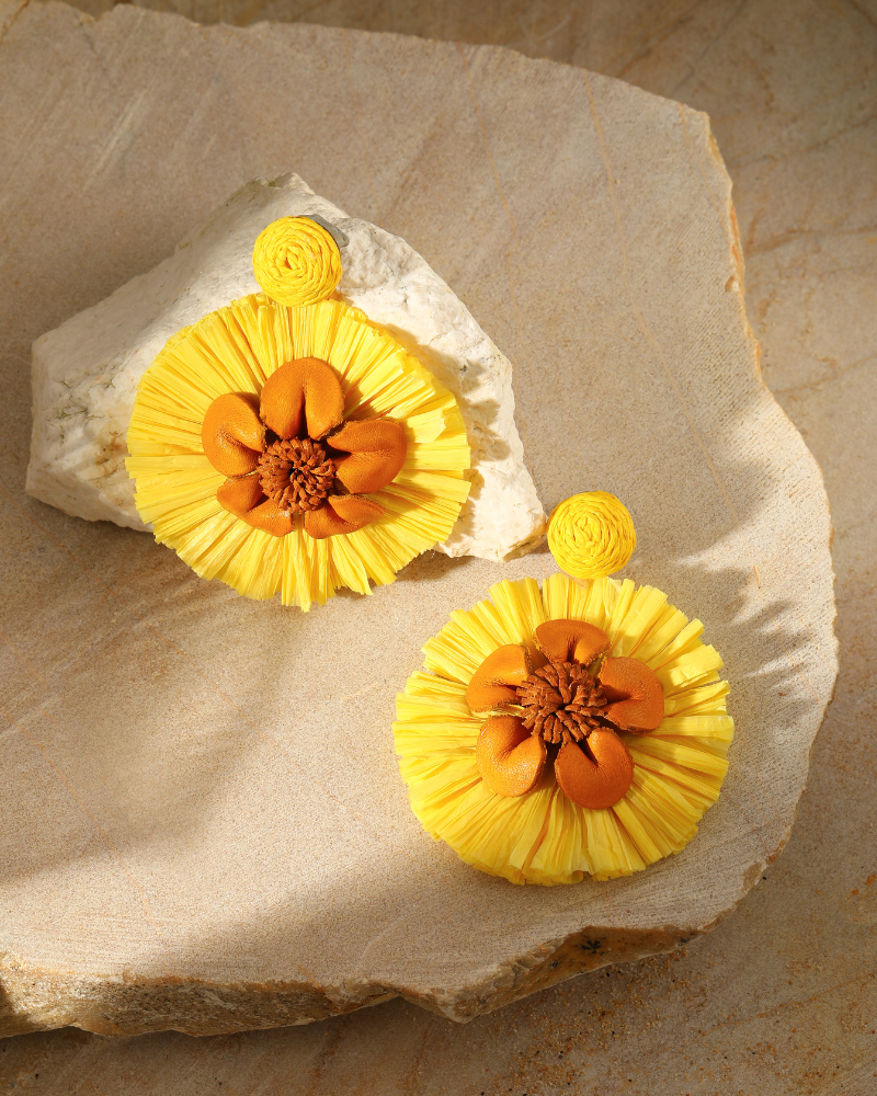 Sunshine Bloom Drop Earrings  - Handmade